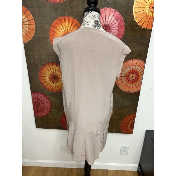 ALL SAINTS Rose Pink Silk Blend Asymmetric Dress Minimalist Avant Garde Sz 6 - Picture 3 of 5